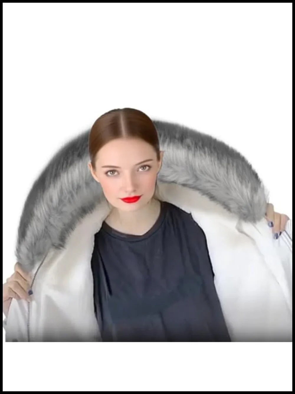 Faux Fur Collar Scarf Shawl Shrug - Detachable Winter Wrap